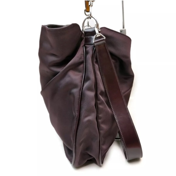 Gucci Bamboo Handle 2way Shoulder bag /Dark Brown/ Nylon hobo - Picture 3 of 14